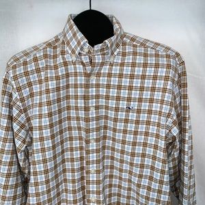 Vineyard Vines Brown Blue Plaid Check Shirt Small